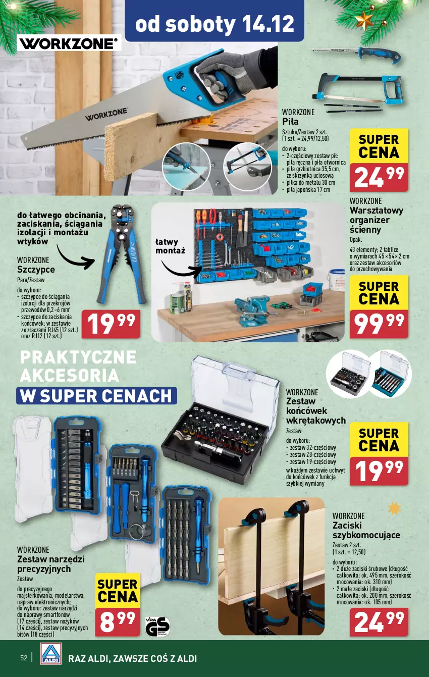 Gazetka promocyjna Aldi - Pełna oferta - ważna 09.12 do 15.12.2024 - strona 52 - produkty: Noż, Organizer, Smartfon, Szczypce, Wkręt, Zestaw końcówek, Zestaw narzędzi