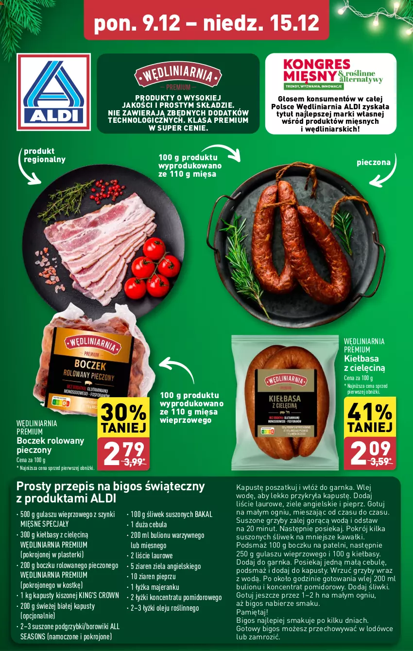 Gazetka promocyjna Aldi - Pełna oferta - ważna 09.12 do 15.12.2024 - strona 8 - produkty: All Seasons, Bigos, Boczek, Borowiki, Bulion, Cebula, Grzyby, Kawa, Kiełbasa, Koncentrat pomidorowy, Laur, Lion, Mięsne specjały, Mięta, Olej, Piec, Pieprz, Plasterki, Podgrzybki, Sok, Ziele angielskie