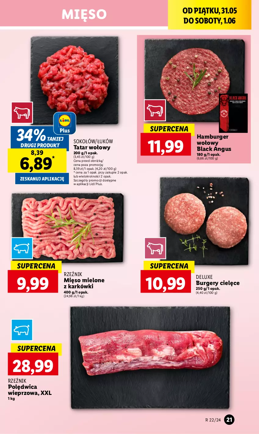 Gazetka promocyjna Lidl - GAZETKA - ważna 31.05 do 01.06.2024 - strona 25 - produkty: Burger, Hamburger, Lack, Mięso, Mięso mielone, Polędwica, Sok, Sokołów, Tatar wołowy