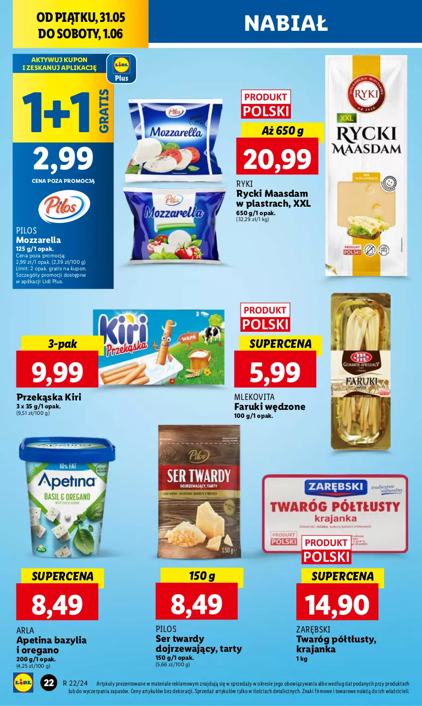 Gazetka promocyjna Lidl - GAZETKA - ważna 31.05 do 01.06.2024 - strona 26 - produkty: Bazyl, Bazylia, Fa, Gra, Maasdam, Mleko, Mlekovita, Mozzarella, Pilos, Ser, Twaróg, Twaróg półtłusty