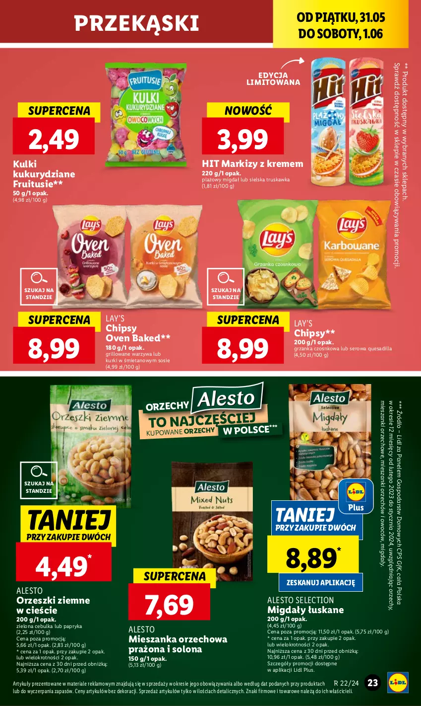 Gazetka promocyjna Lidl - GAZETKA - ważna 31.05 do 01.06.2024 - strona 31 - produkty: Chipsy, Grill, Lay’s, Mieszanka orzechowa, Migdały, Migdały łuskane, Orzeszki, Orzeszki ziemne, Papryka, Ser, Sos, Warzywa