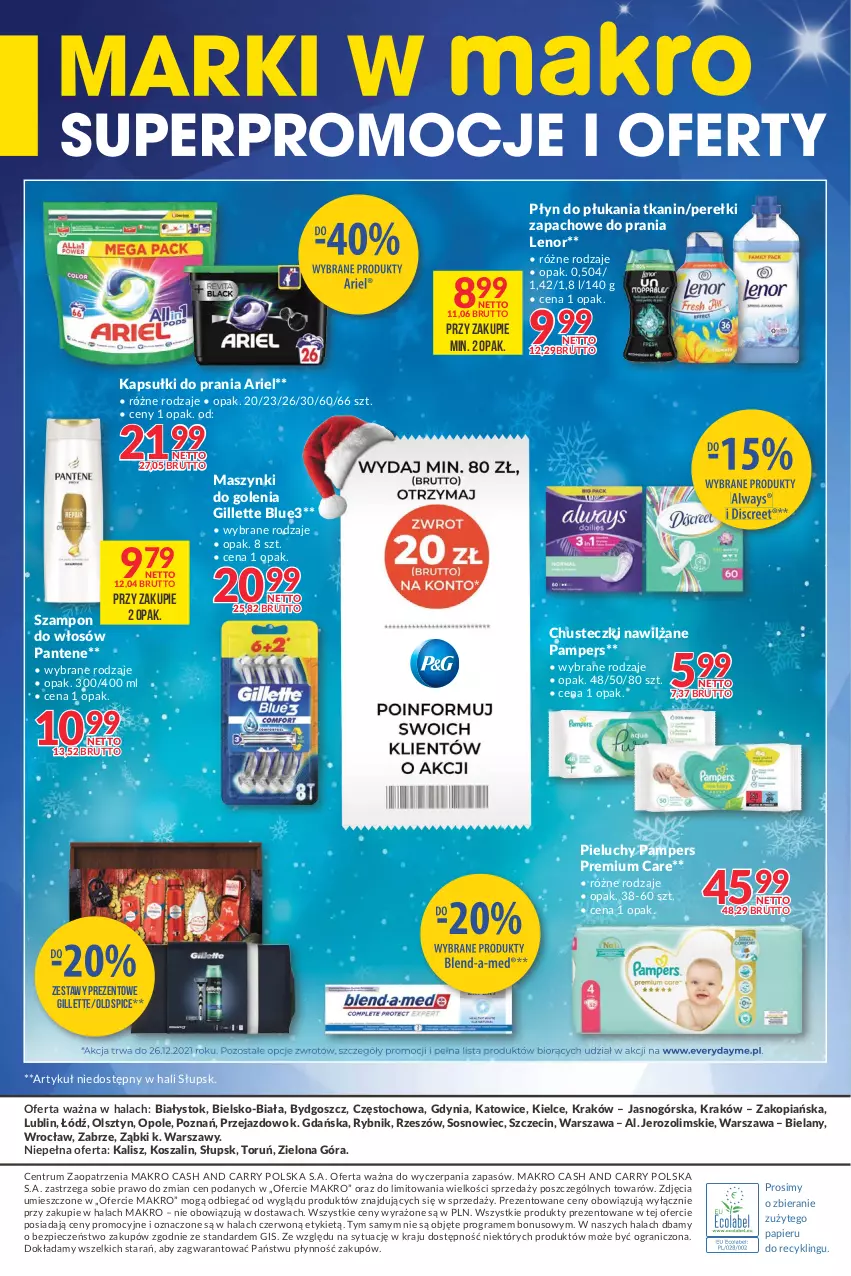 Gazetka promocyjna Makro - [Oferta specjalna] Marki w MAKRO - ważna 14.12 do 26.12.2021 - strona 12 - produkty: Ariel, Chusteczki, Gillette, Gra, Kapsułki do prania, Kosz, Lenor, Old Spice, Pampers, Pantene, Papier, Perełki zapachowe, Piec, Pieluchy, Płyn do płukania, Rum, Sos, Szal, Szampon