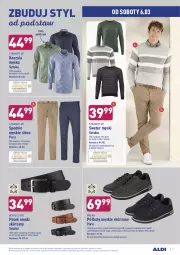 Gazetka promocyjna Aldi - Od Środy i Soboty - Gazetka - ważna od 06.03 do 06.03.2021 - strona 9 - produkty: Sweter, Top, Buty, Kosz, Koszula, Pasek, Wełna, Pasek męski, Spodnie, Półbuty