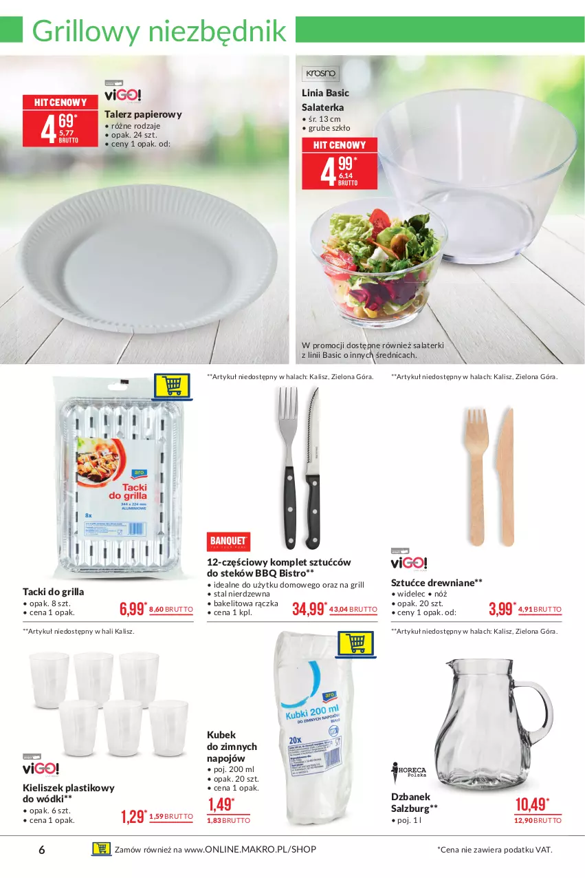 Gazetka promocyjna Makro - [Oferta promocyjna] Artykuły przemysłowe - ważna 06.04 do 19.04.2021 - strona 6 - produkty: Dzbanek, Grill, Kieliszek, Kubek, Papier, Salaterka, Stek, Talerz, Talerz papierowy, Widelec