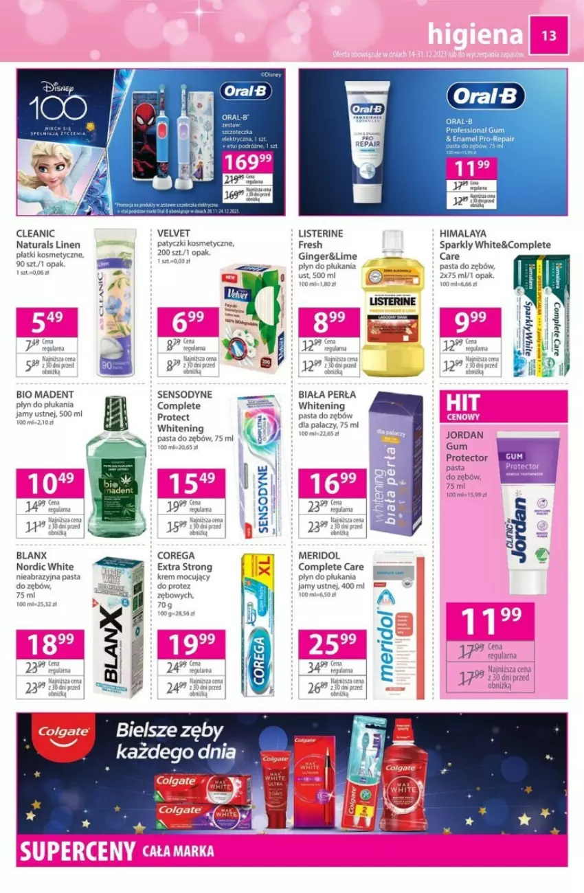 Gazetka promocyjna Hebe - ważna 14.12 do 31.12.2023 - strona 5 - produkty: Cleanic, Corega, Gin, Himalaya, Listerine, Perła, Płyn do płukania, Sensodyne, Velvet