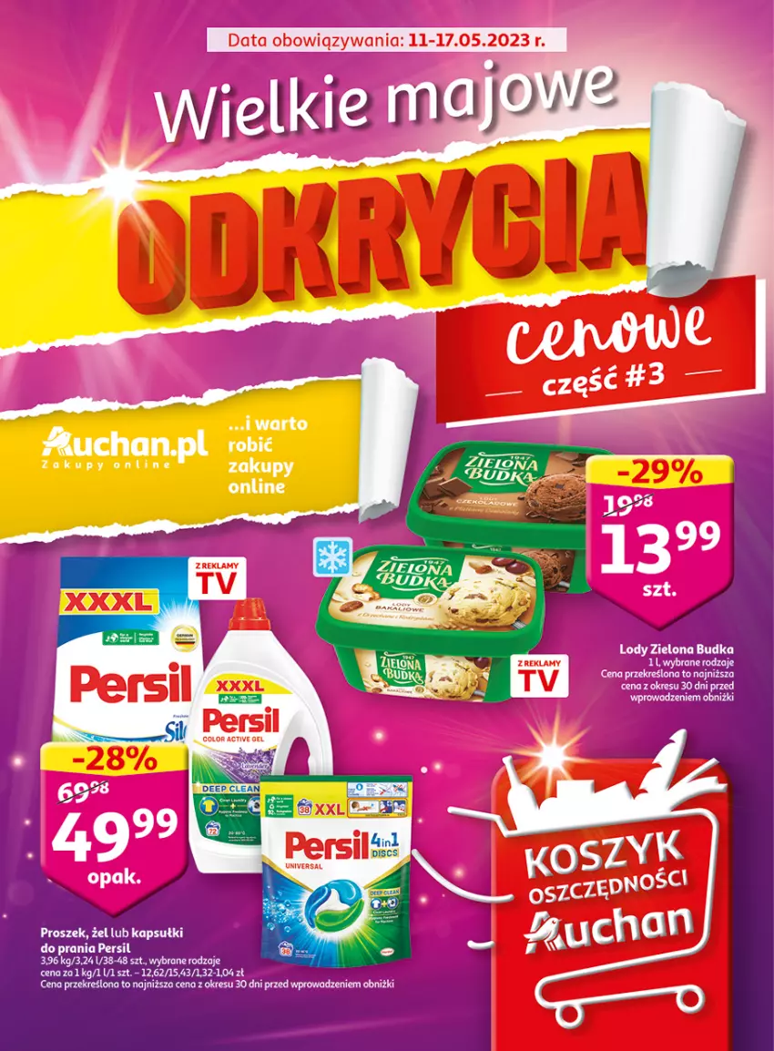 Gazetka promocyjna Auchan - Gazetka Wielkie majowe odkrycia cenowe część #3 Hipermarket Auchan - ważna 11.05 do 17.05.2023 - strona 1 - produkty: Kapsułki do prania, Persil