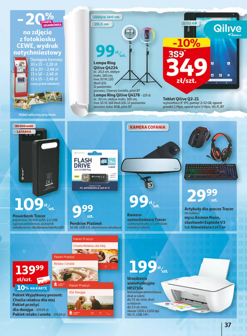 Gazetka promocyjna Auchan - Gazetka Wielkie majowe odkrycia cenowe część #3 Hipermarket Auchan - ważna 11.05 do 17.05.2023 - strona 37 - produkty: Acer, Fa, Gra, HP, Kamera, Klawiatura, Lampa, Latarka, Latarka LED, Mysz, Pendrive, PLATINET, Powerbank, Skaner, Słuchawki, Tablet, Tarka, Wideorejestrator