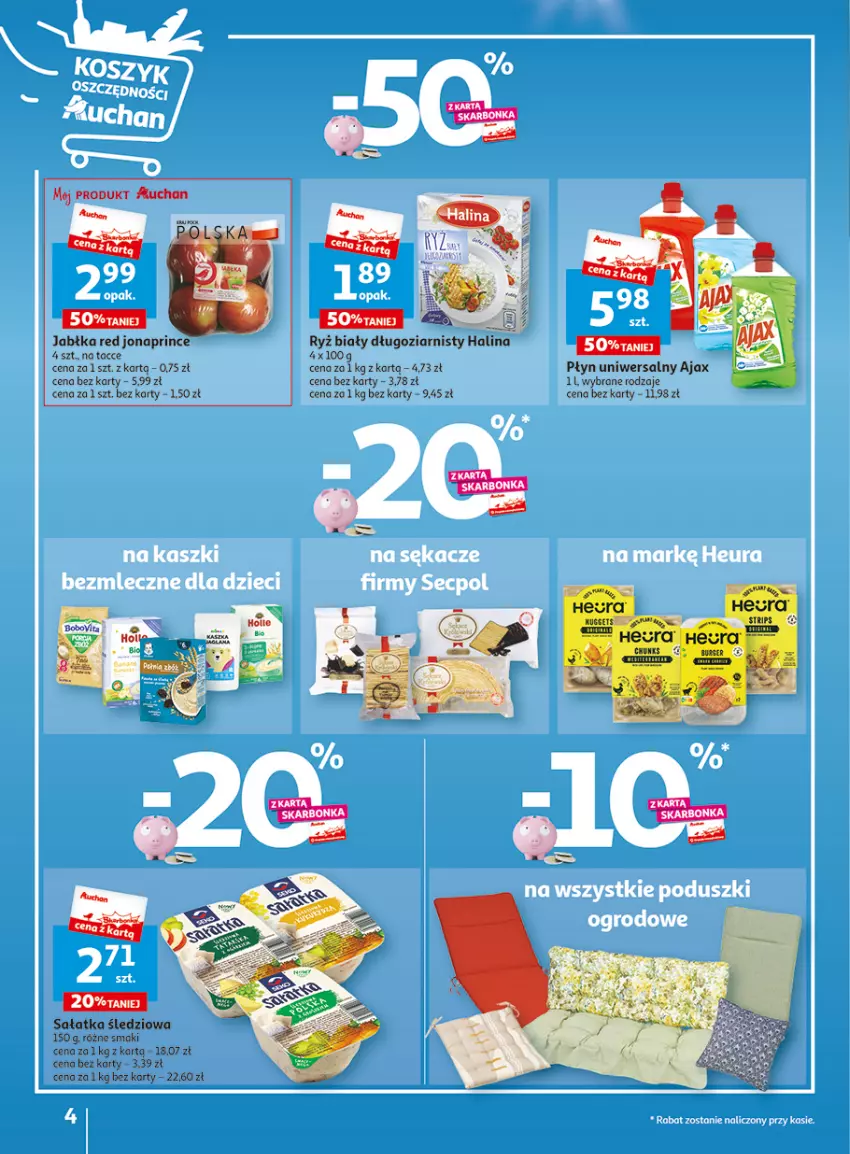 Gazetka promocyjna Auchan - Gazetka Wielkie majowe odkrycia cenowe część #3 Hipermarket Auchan - ważna 11.05 do 17.05.2023 - strona 4 - produkty: Ajax, Jabłka, Ryż, Ryż biały, Sałat, Sałatka