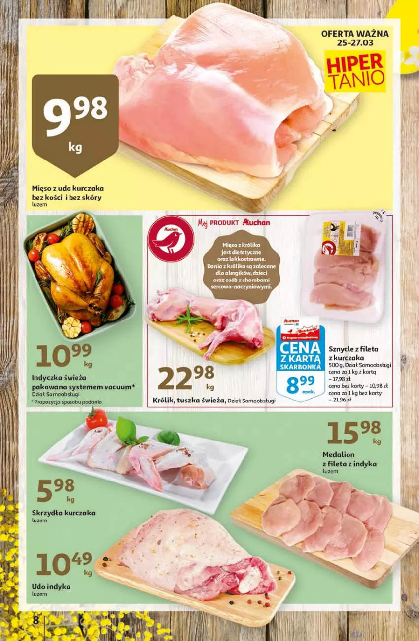 Gazetka promocyjna Auchan - Święta tuż tuż Hipermarkety - ważna 25.03 do 03.04.2021 - strona 8 - produkty: Królik, Kurczak, Lion, Mięso, Mięso z uda kurczaka, Tusz