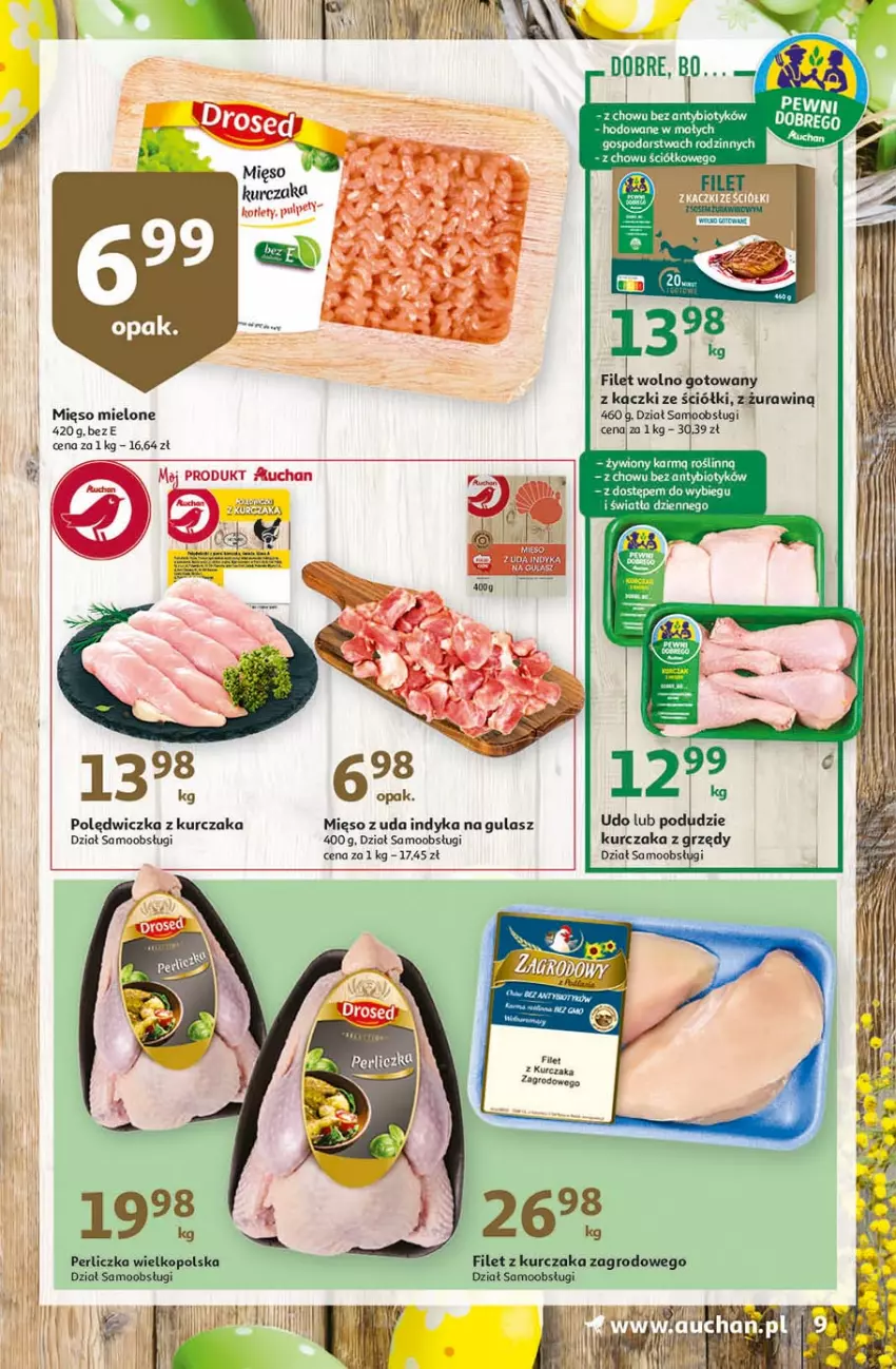 Gazetka promocyjna Auchan - Święta tuż tuż Hipermarkety - ważna 25.03 do 03.04.2021 - strona 9 - produkty: Fa, Kurczak, Mięso, Mięso mielone, Perliczka