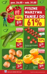 Gazetka promocyjna Aldi - Pełna oferta - Gazetka - ważna od 31.05 do 31.05.2025 - strona 2 - produkty: Cebula, Warzywa, Papryka czerwona, Papryka, Pomidory