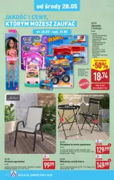 Gazetka promocyjna Aldi - Pełna oferta - Gazetka - ważna od 31.05 do 31.05.2025 - strona 28 - produkty: Krzesło ogrodowe, Sok, Wyrzutnia, Chodzik, Stolik, Samochodziki, Polly Pocket, Zabawka, Barbie, Mattel, Monster truck, Krzesło, Waga, Lalka, Hot Wheels, Fa