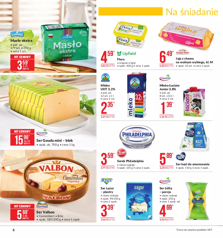 Gazetka promocyjna Makro - [Oferta promocyjna] Artykuły spożywcze - ważna 07.01 do 25.01.2021 - strona 6 - produkty: Brie, Camembert, Flora, Gin, Gouda, Jaja, Lazur, Masło, Mleko, Philadelphia, Por, Ser, Ser kozi, Serek