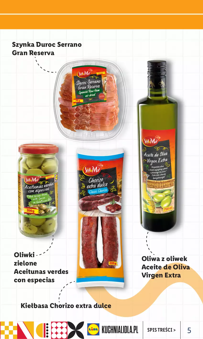 Gazetka promocyjna Lidl - KATALOG DELUXE - ważna 31.10 do 30.11.2022 - strona 5 - produkty: Gra, Kiełbasa, Oliwa z oliwek, Oliwki, Oliwki zielone, Ser, Szynka