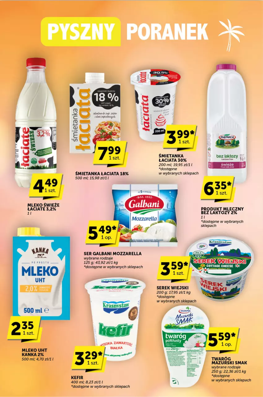 Gazetka promocyjna ABC - ważna 25.07 do 06.08.2024 - strona 3 - produkty: Galbani, Kefir, Kiwi, Mleko, Mozzarella, Por, Ser, Serek, Serek wiejski, Twaróg