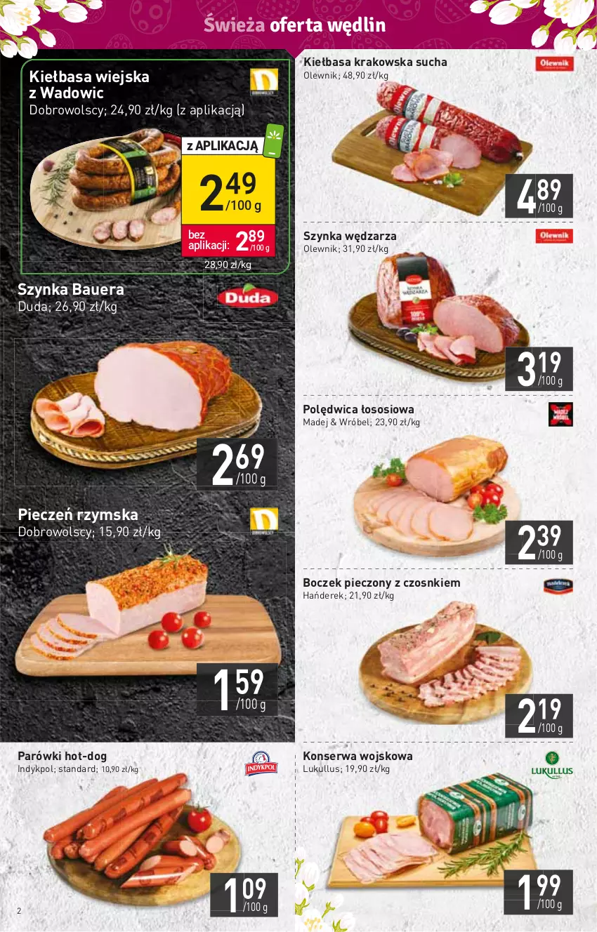 Gazetka promocyjna Stokrotka - Market - ważna 24.03 do 30.03.2022 - strona 2 - produkty: Boczek, Boczek pieczony, Duda, HP, Kiełbasa, Kiełbasa krakowska, Kiełbasa wiejska, Olewnik, Parówki, Piec, Pieczeń rzymska, Polędwica, Ser, Sos, Szynka