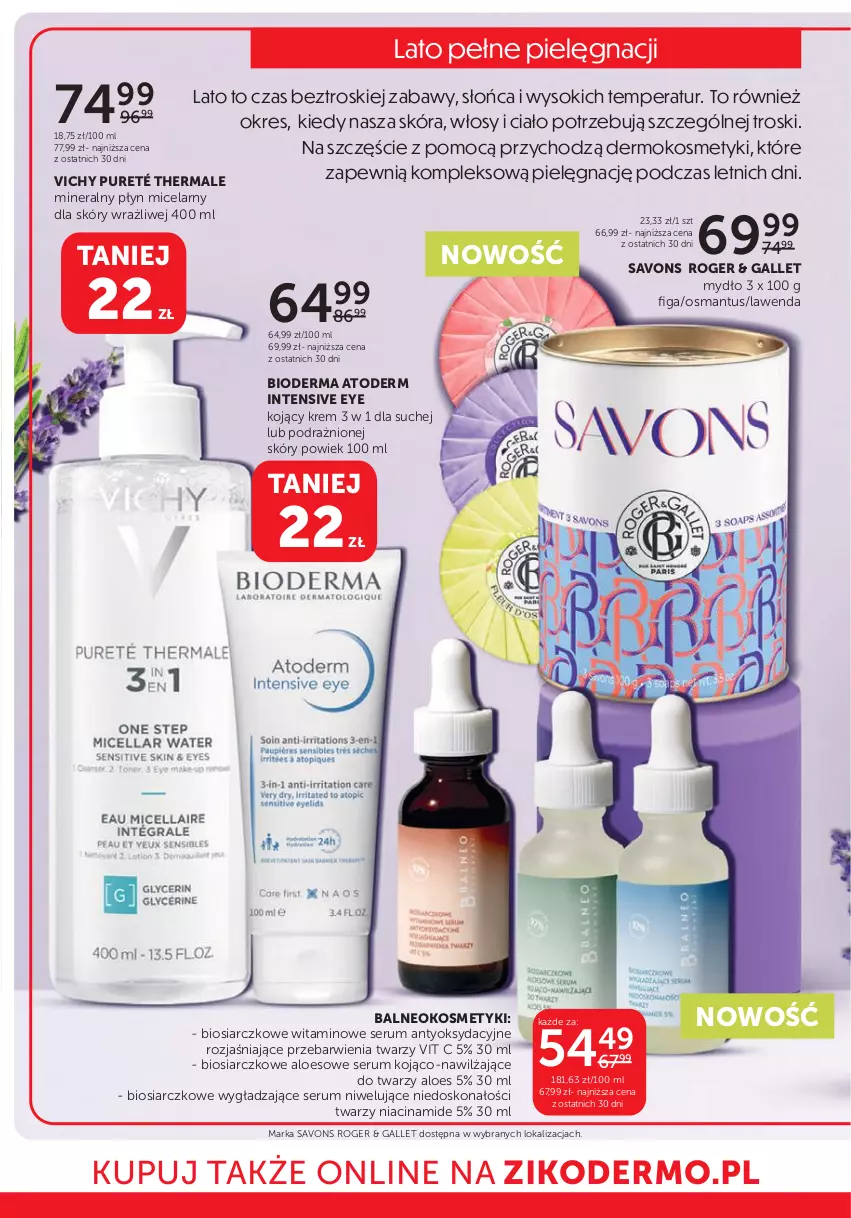 Gazetka promocyjna Ziko - Gazetka Ziko Dermo - ważna 11.07 do 24.07.2024 - strona 2 - produkty: Atoderm, Bioderma, Mydło, Płyn micelarny, Pur, Rum, Ser, Serum, Sok, Vichy