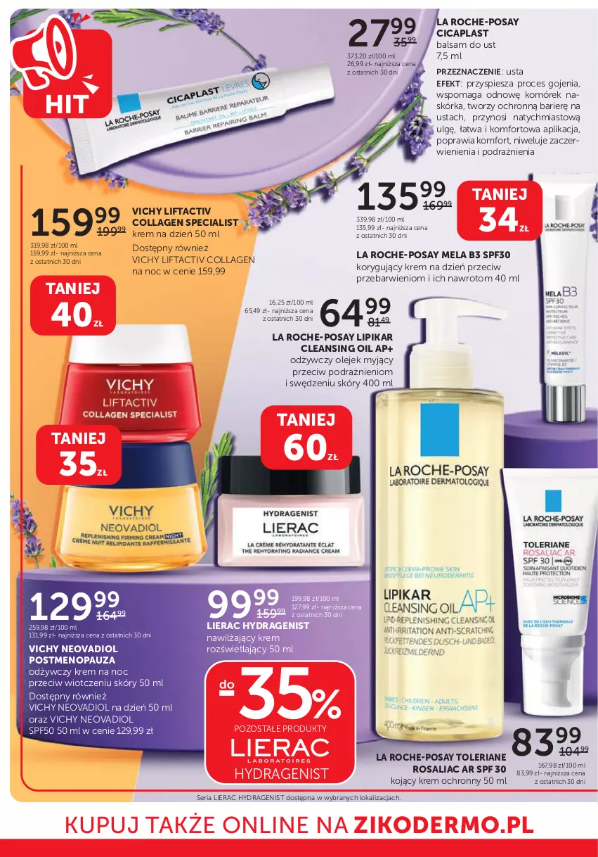 Gazetka promocyjna Ziko - Gazetka Ziko Dermo - ważna 11.07 do 24.07.2024 - strona 4 - produkty: Balsam do ust, Krem na dzień, Krem na noc, La Roche-Posay, LG, Lierac, Lipikar, Olej, Ser, Vichy