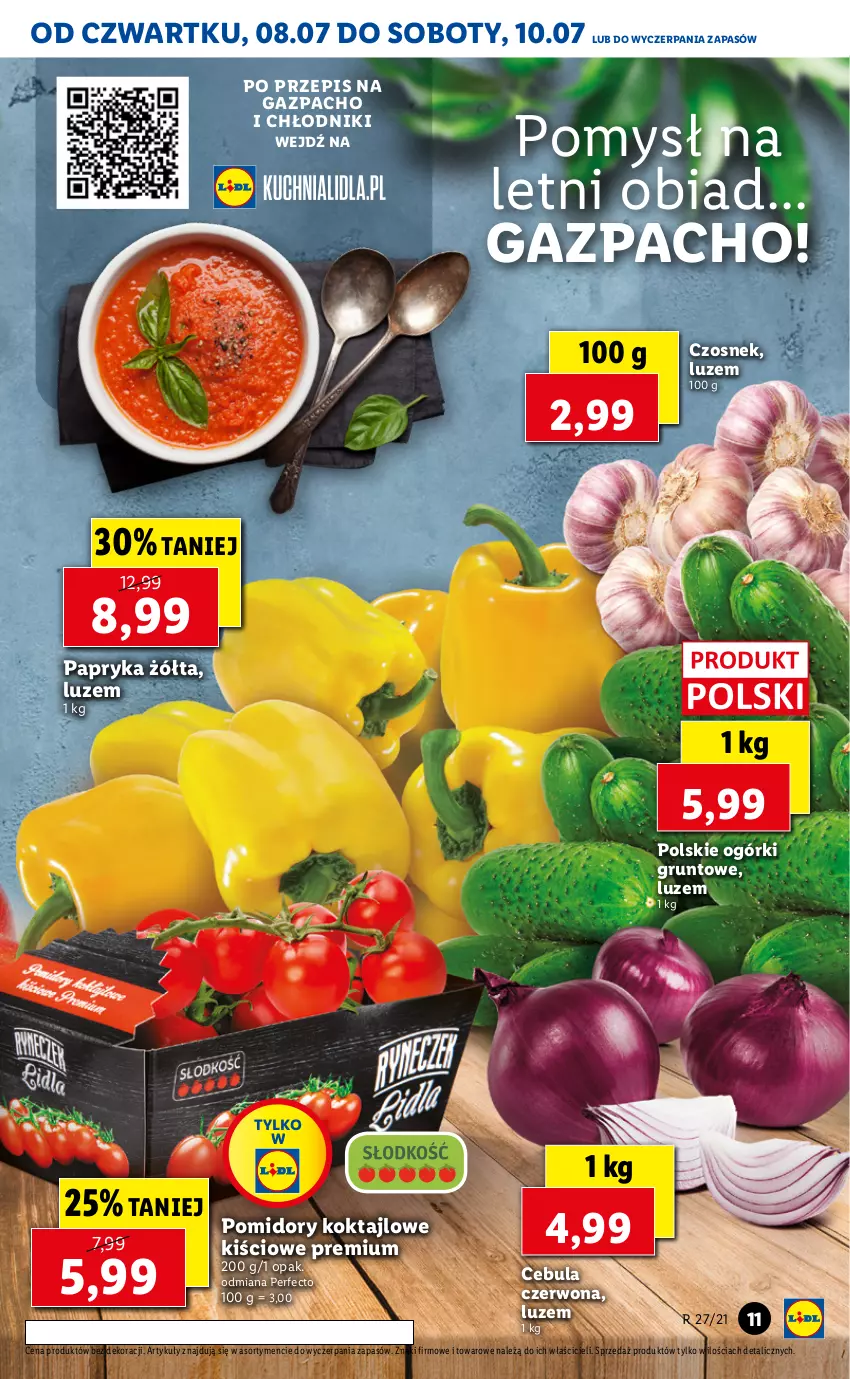 Gazetka promocyjna Lidl - GAZETKA - ważna 08.07 do 10.07.2021 - strona 11 - produkty: Cebula, Cebula czerwona, Czosnek, Grunt, Papryka, Papryka żółta, Pomidory