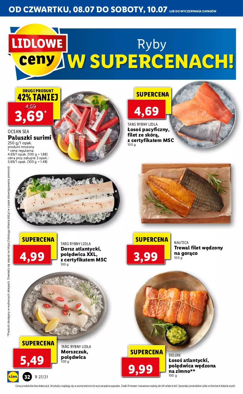 Gazetka promocyjna Lidl - GAZETKA - ważna 08.07 do 10.07.2021 - strona 32 - produkty: Dorsz, Polędwica, Surimi