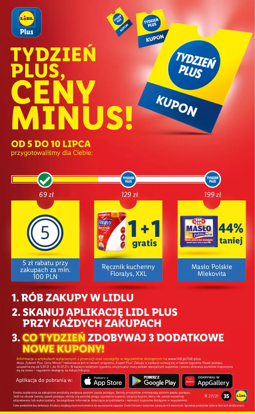 Gazetka promocyjna Lidl - GAZETKA - ważna 08.07 do 10.07.2021 - strona 35 - produkty: Flora, Gra, Masło, Mleko, Mlekovita, Olej, Pasek, Rama, Ręcznik, Ręcznik kuchenny