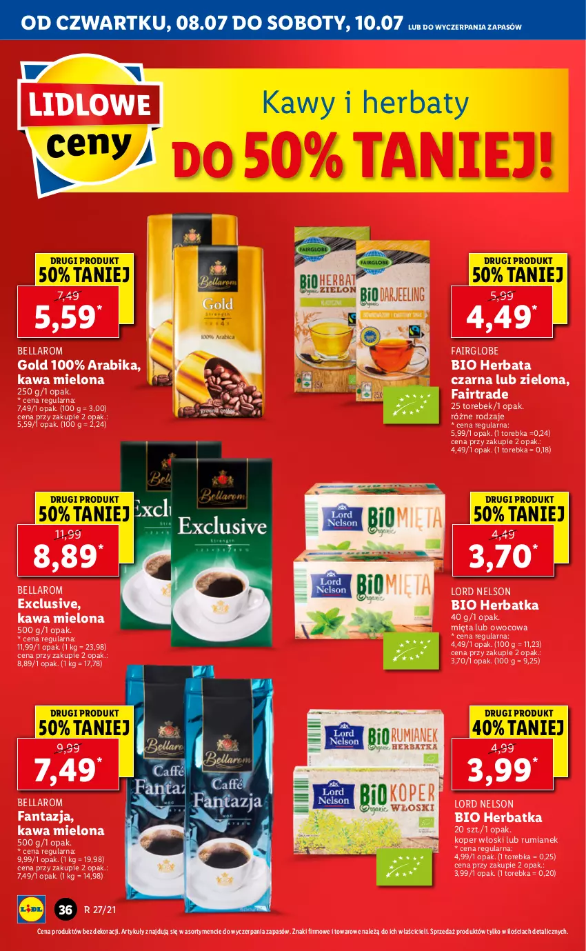 Gazetka promocyjna Lidl - GAZETKA - ważna 08.07 do 10.07.2021 - strona 36 - produkty: Bell, Bella, Fa, Fanta, Herbata, Herbata czarna, Kawa, Kawa mielona, Koper włoski, Mięta, Rum, Torebka