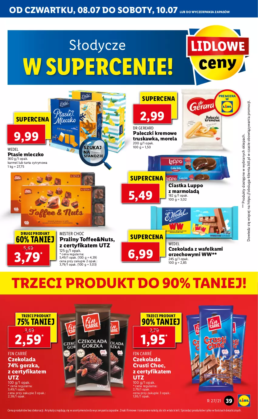 Gazetka promocyjna Lidl - GAZETKA - ważna 08.07 do 10.07.2021 - strona 39 - produkty: Ciastka, Czekolada, Mleczko, Mola, Morela, Praliny, Ptasie mleczko, Rust, Tarta