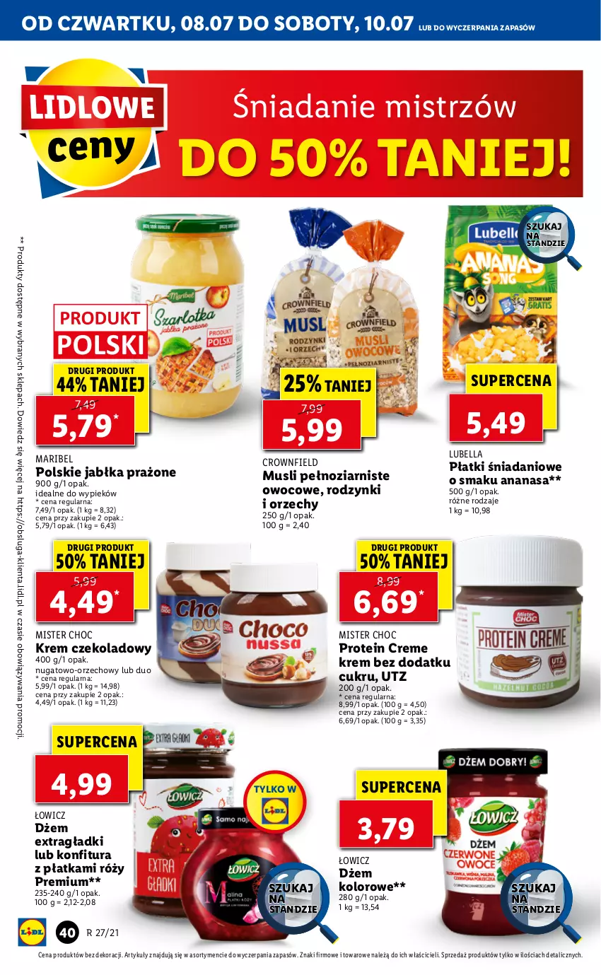 Gazetka promocyjna Lidl - GAZETKA - ważna 08.07 do 10.07.2021 - strona 40 - produkty: Ananas, Bell, Bella, Danio, Dżem, Jabłka, Jabłka prażone, Konfitura, Lubella, Mus, Rodzynki