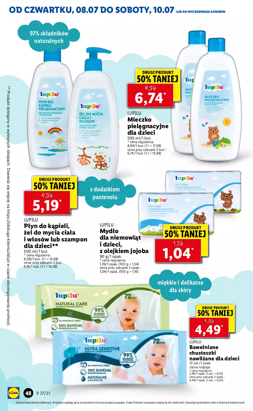 Gazetka promocyjna Lidl - GAZETKA - ważna 08.07 do 10.07.2021 - strona 48 - produkty: Chusteczki, Dzieci, Mleczko, Mydło, Olej, Płyn do kąpieli, Szampon