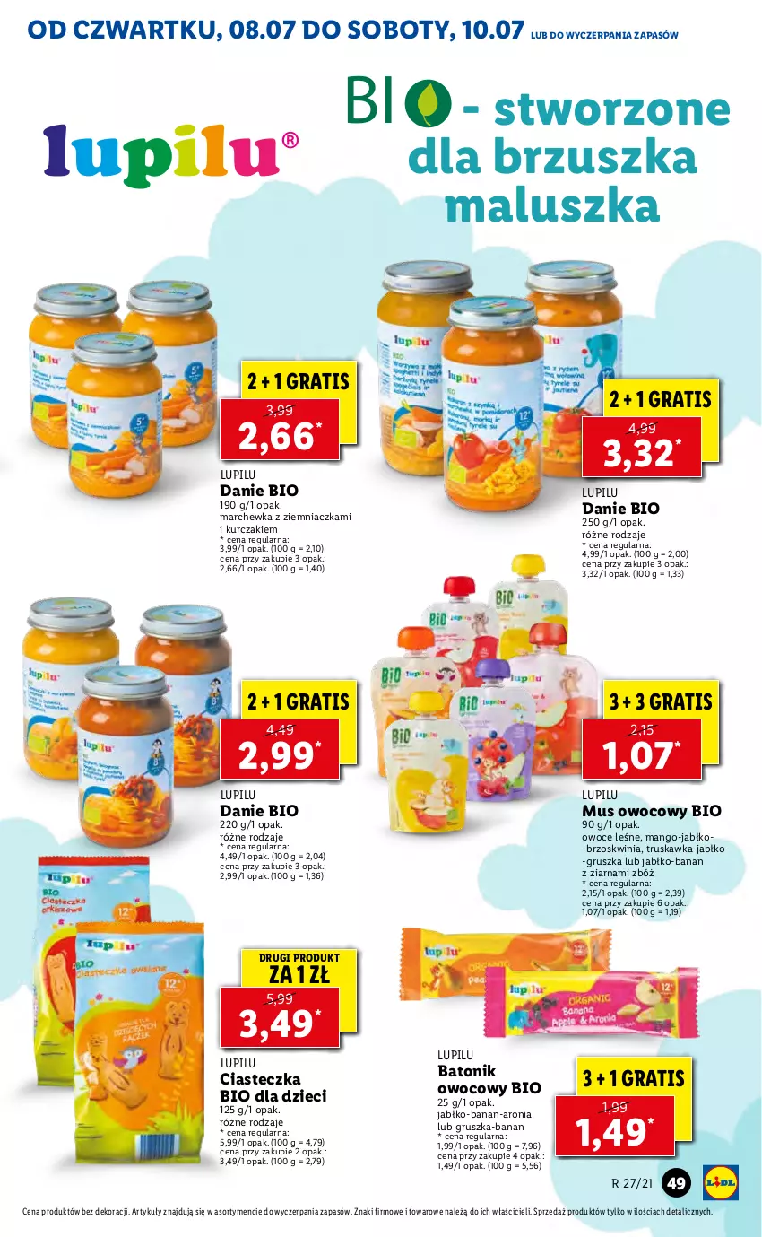 Gazetka promocyjna Lidl - GAZETKA - ważna 08.07 do 10.07.2021 - strona 49 - produkty: Aronia, Baton, Dzieci, Gra, Kurczak, Mango, Marchewka, Mus, Owoce, Tonik