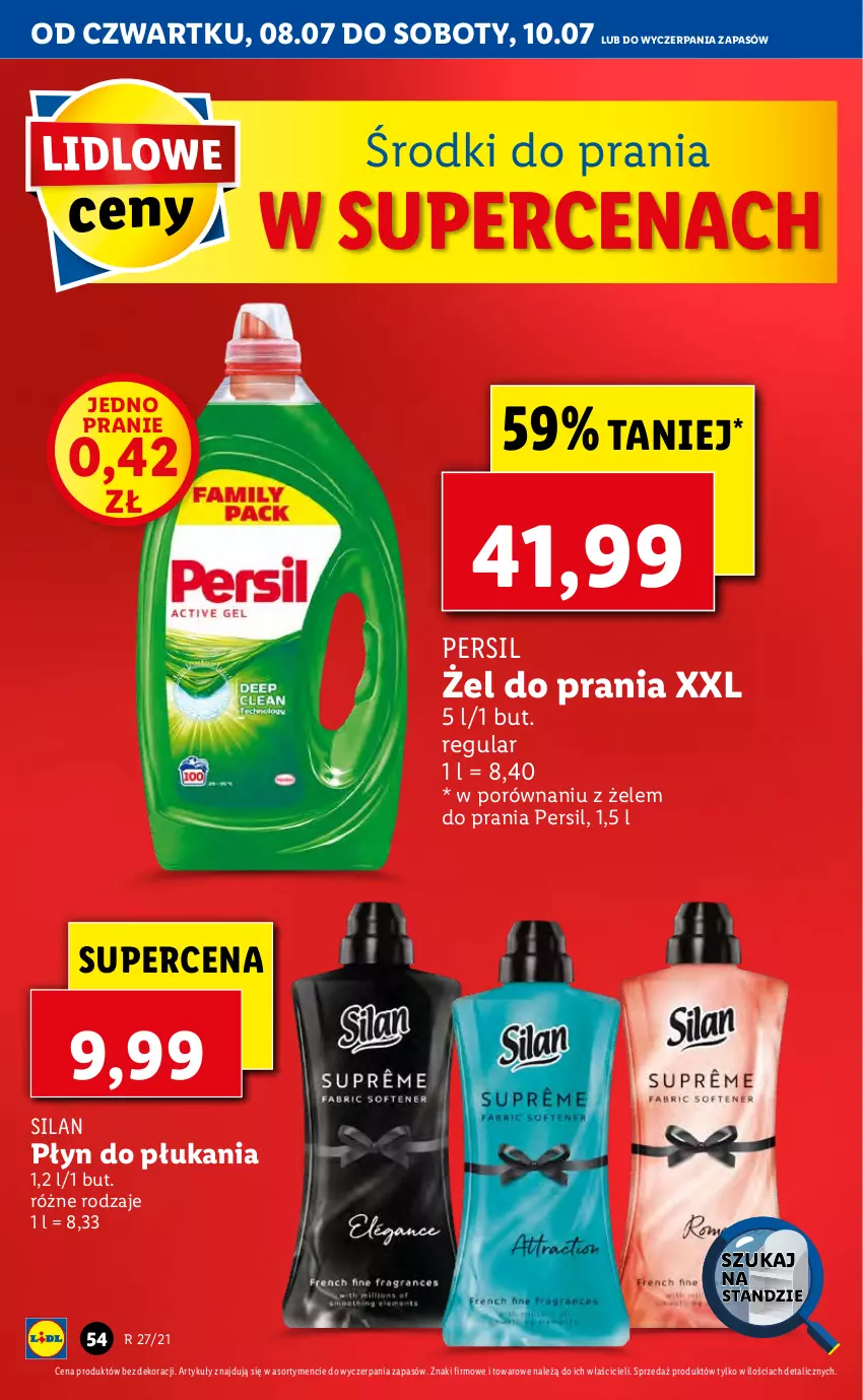 Gazetka promocyjna Lidl - GAZETKA - ważna 08.07 do 10.07.2021 - strona 54 - produkty: Persil, Płyn do płukania, Por, Silan