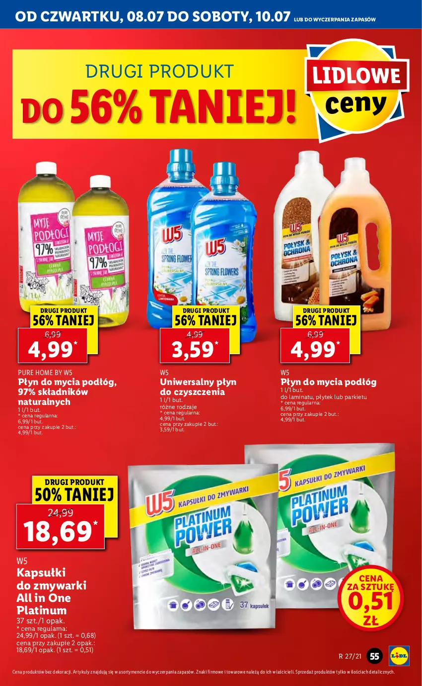 Gazetka promocyjna Lidl - GAZETKA - ważna 08.07 do 10.07.2021 - strona 55 - produkty: Płyn do mycia, Płyn do mycia podłóg, Pur, Zmywarki