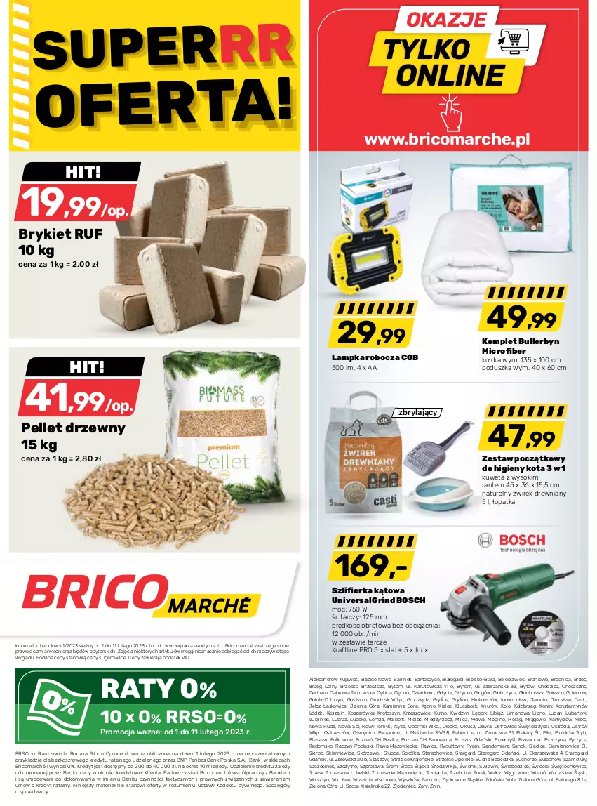 Gazetka promocyjna Bricomarche - Gazetka - ważna 01.02 do 11.02.2023 - strona 8 - produkty: BIC, Bosch, Fa, Gry, Kisiel, Kołdra, Kosz, Kujawski, Kuweta, LG, Namysłów, Pellet, Podlaski, Poduszka, Rama, Sok, Sokół, Sól, Sprzedawcy, Szal, Szlifierka, Szlifierka kątowa, Szprot, Top