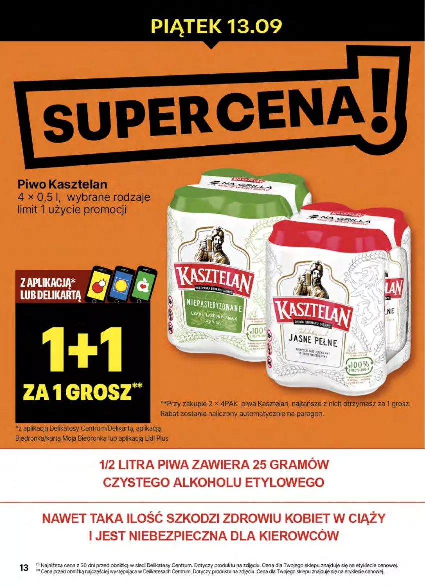 Gazetka promocyjna Delikatesy Centrum - NOWA GAZETKA Delikatesy Centrum od 12 września! 12-18.09.2024 - ważna 12.09 do 18.09.2024 - strona 13 - produkty: Dron, Kasztelan, Piwa, Piwo, Rum