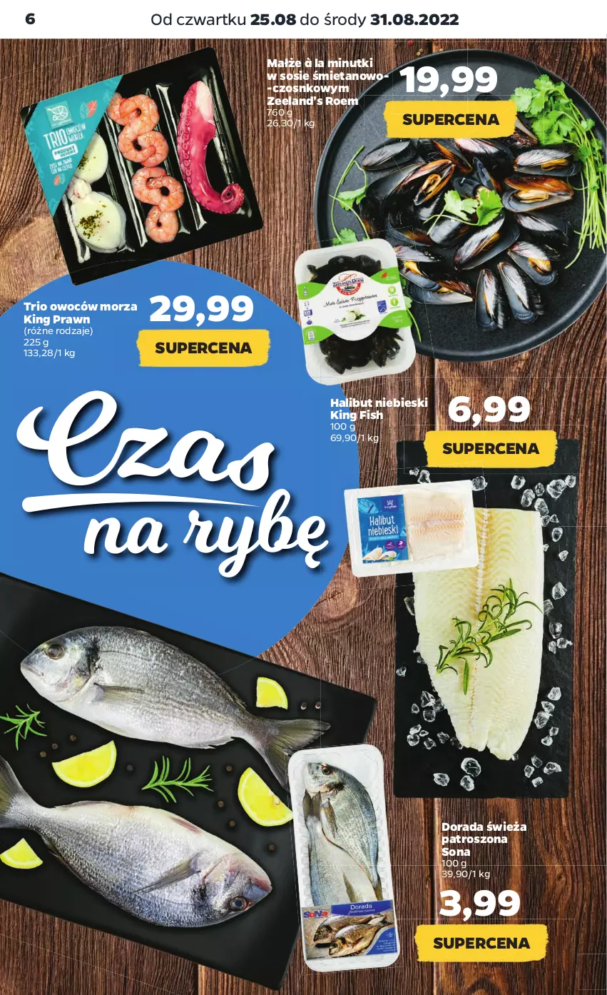 Gazetka promocyjna Netto - Artykuły spożywcze - ważna 25.08 do 31.08.2022 - strona 6 - produkty: Halibut, Małże, Sos