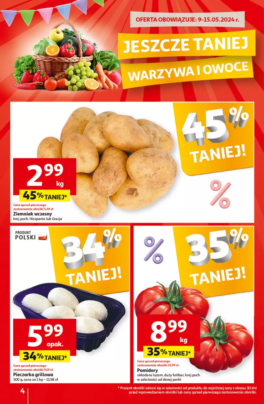 Gazetka promocyjna Auchan - Gazetka Jeszcze taniej na urodziny Supermarket Auchan - ważna 09.05 do 15.05.2024 - strona 4 - produkty: Grill, Piec, Pieczarka, Pomidory, Zupa