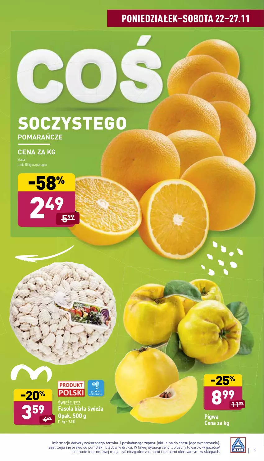 Gazetka promocyjna Aldi - Katalog spożywczy - ważna 22.11 do 27.11.2021 - strona 3 - produkty: Fa, Fasola, Pomarańcze