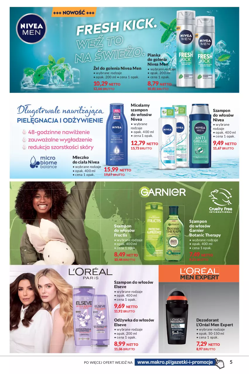 Gazetka promocyjna Makro - [Oferta specjalna] Chwile dla urody - ważna 28.06 do 11.07.2022 - strona 5 - produkty: Dezodorant, Elseve, Fructis, Garnier, L’Oréal, Mleczko, Mleczko do ciała, Nivea, Nivea Men, Odżywka, Pianka do golenia, Szampon