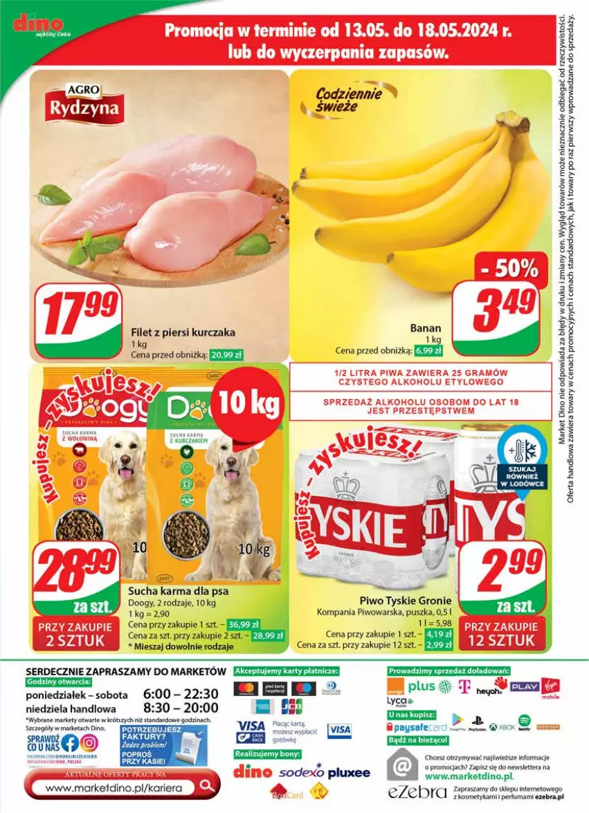 Gazetka promocyjna Dino - Gazetka 20 / 2024 - ważna 15.05 do 21.05.2024 - strona 63 - produkty: Fa, Filet z piersi kurczaka, Gra, Kurczak, Piwa, Piwo, Ser, Sucha karma, Tera, Tyskie