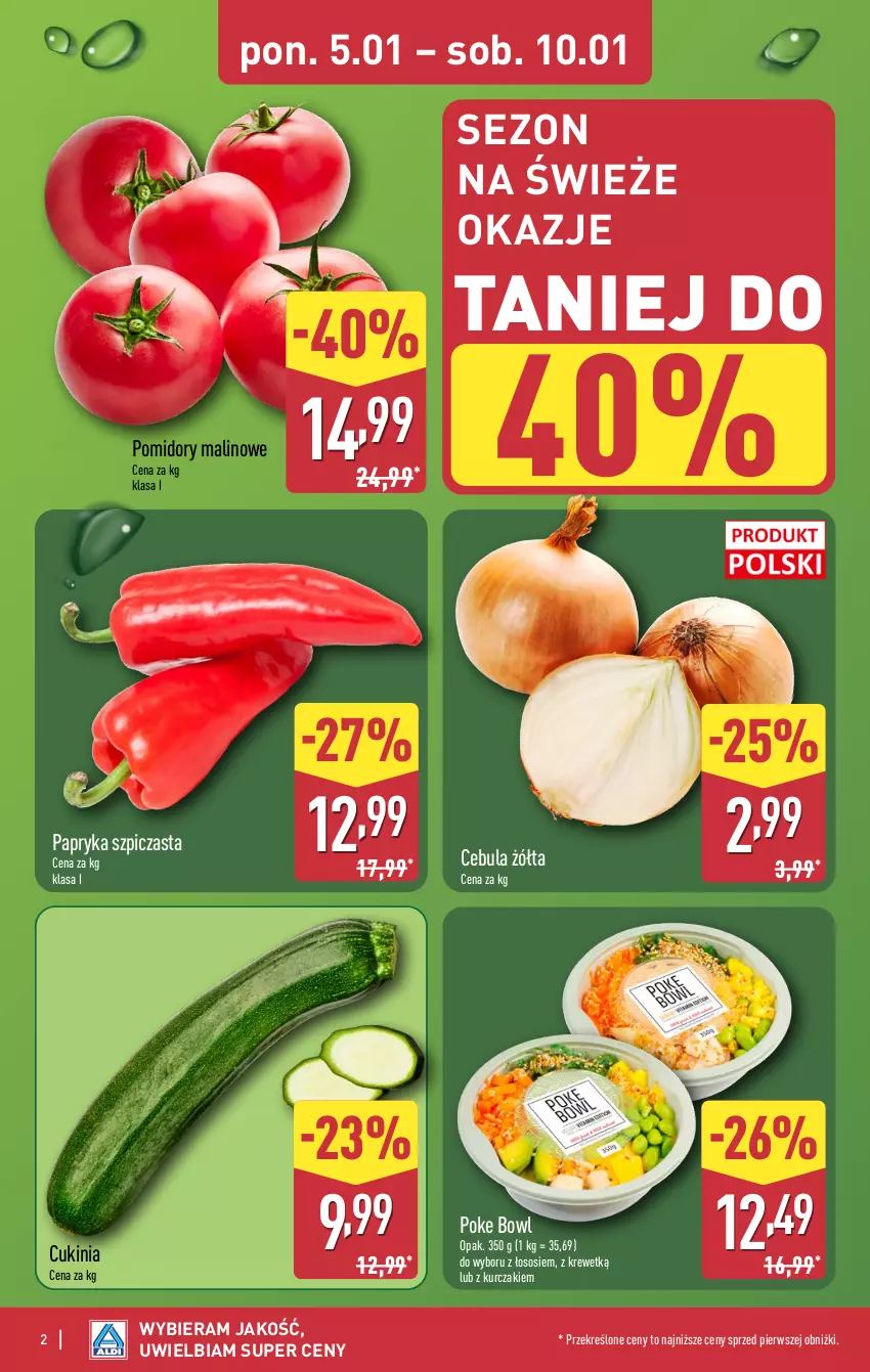 Gazetka promocyjna Aldi - Pełna oferta - ważna 05.01 do 10.01.2026 - strona 2 - produkty: Cebula, Kurczak, Papryka, Pomidory, Sos, Szpic