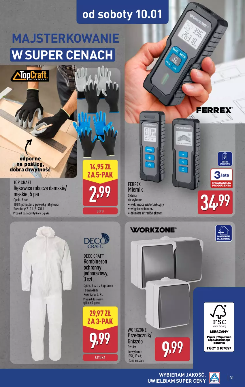 Gazetka promocyjna Aldi - Pełna oferta - ważna 05.01 do 10.01.2026 - strona 31 - produkty: Kombinezon, LG, Por, Rękawice, Rękawice robocze, Top