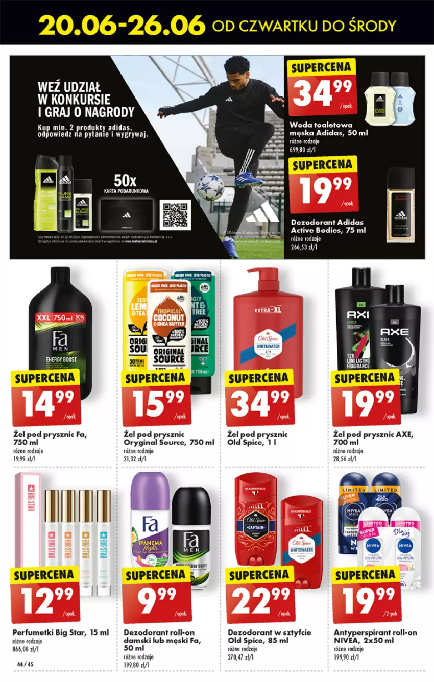 Gazetka promocyjna Biedronka - Od czwartku - ważna 20.06 do 26.06.2024 - strona 48 - produkty: Adidas, Antyperspirant, Dezodorant, Fa, Gin, Gra, Gry, Nivea, Old Spice, Perfum, Tera, Woda, Woda toaletowa