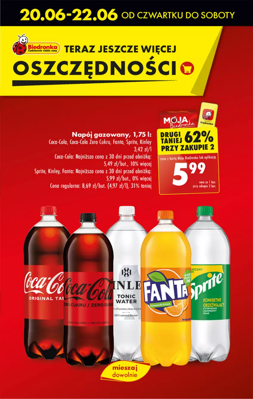 Gazetka promocyjna Biedronka - Od czwartku - ważna 20.06 do 26.06.2024 - strona 9 - produkty: Coca-Cola, Dron, Fa, Fanta, Gin, Kret, Napój, Napój gazowany, Sprite, Tera