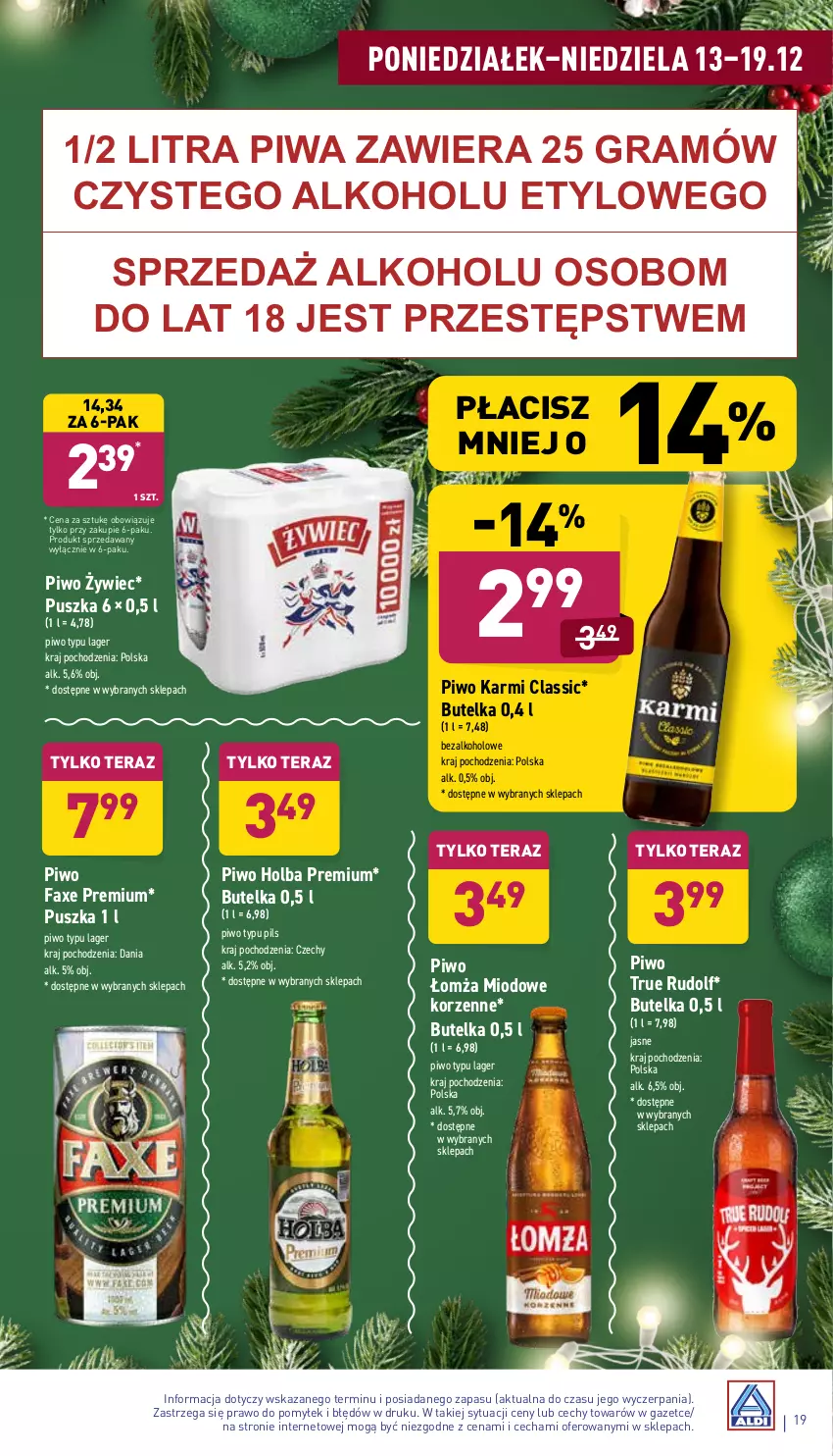 Gazetka promocyjna Aldi - ważna 13.12 do 19.12.2021 - strona 19 - produkty: Fa, Gra, Karmi, Piwa, Piwo, Tera