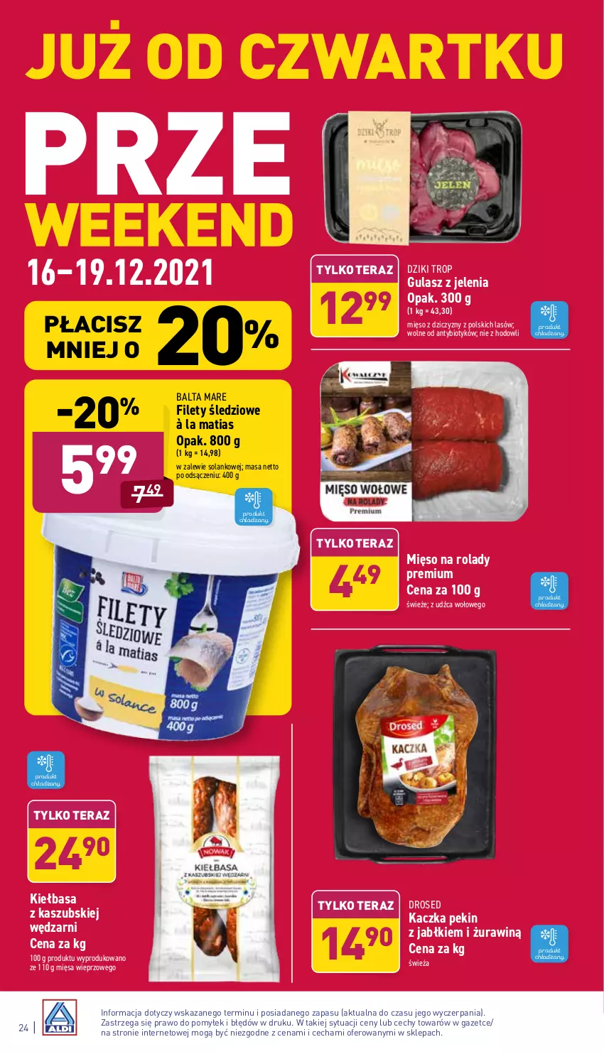 Gazetka promocyjna Aldi - ważna 13.12 do 19.12.2021 - strona 24 - produkty: Balta Mare, Kaczka, Kiełbasa, Mięso, Solan, Tera