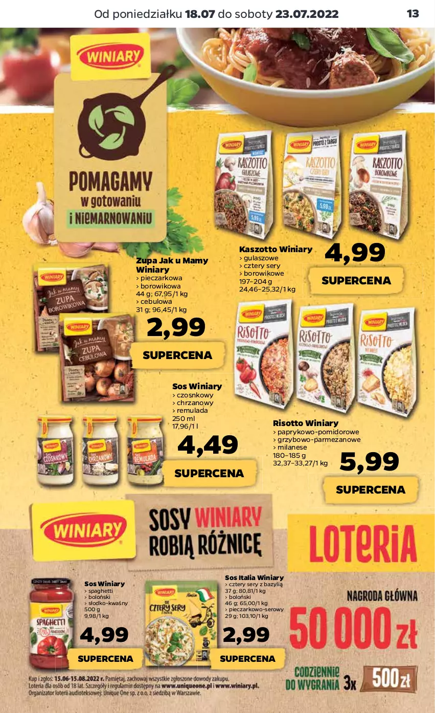 Gazetka promocyjna Netto - Artykuły spożywcze oraz Akcesoria i dodatki - ważna 18.07 do 23.07.2022 - strona 13 - produkty: Bazyl, Chrzan, Parmezan, Piec, Ser, Sos, Spaghetti, Wiko, Winiary, Zott, Zupa