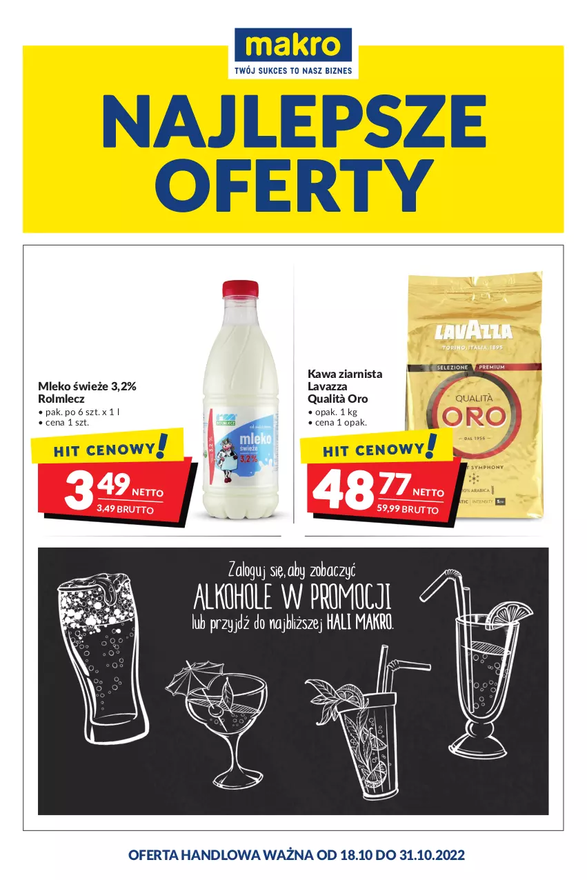 Gazetka promocyjna Makro - Najlepsze oferty - ważna 18.10 do 31.10.2022 - strona 1 - produkty: Kawa, Kawa ziarnista, Lavazza, Mleko, Rolmlecz