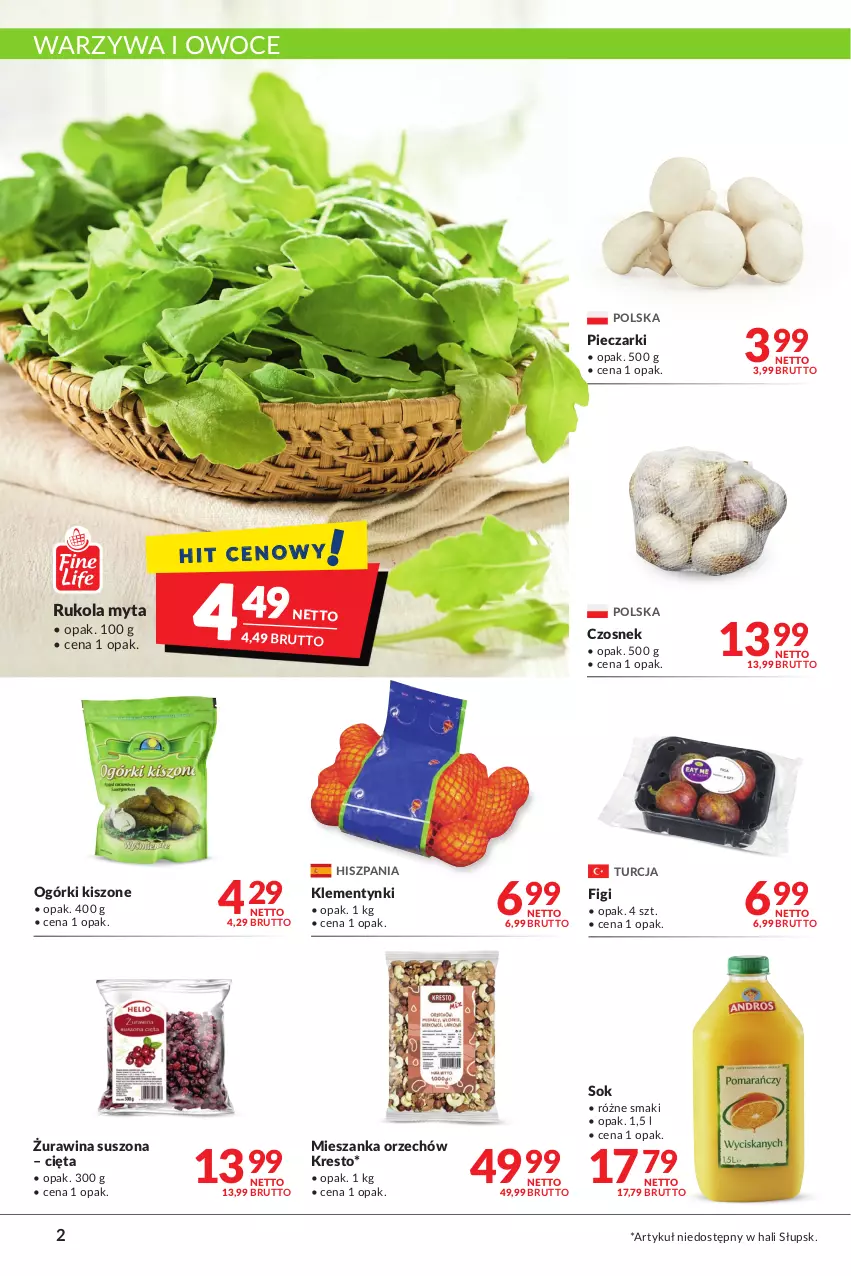 Gazetka promocyjna Makro - Najlepsze oferty - ważna 18.10 do 31.10.2022 - strona 2 - produkty: Czosnek, Figi, Klementynki, Owoce, Piec, Rukola, Sok, Warzywa, Warzywa i owoce