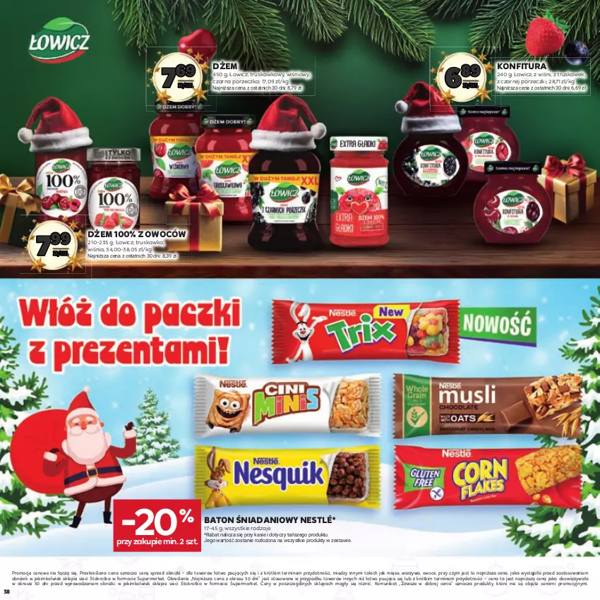 Gazetka promocyjna Stokrotka - Mikołajki - ważna 21.11.2023 do 11.12.2024 - strona 38 - produkty: Baton, Danio, Dżem, Konfitura, Mięso, Nestlé, Owoce, Por, Warzywa