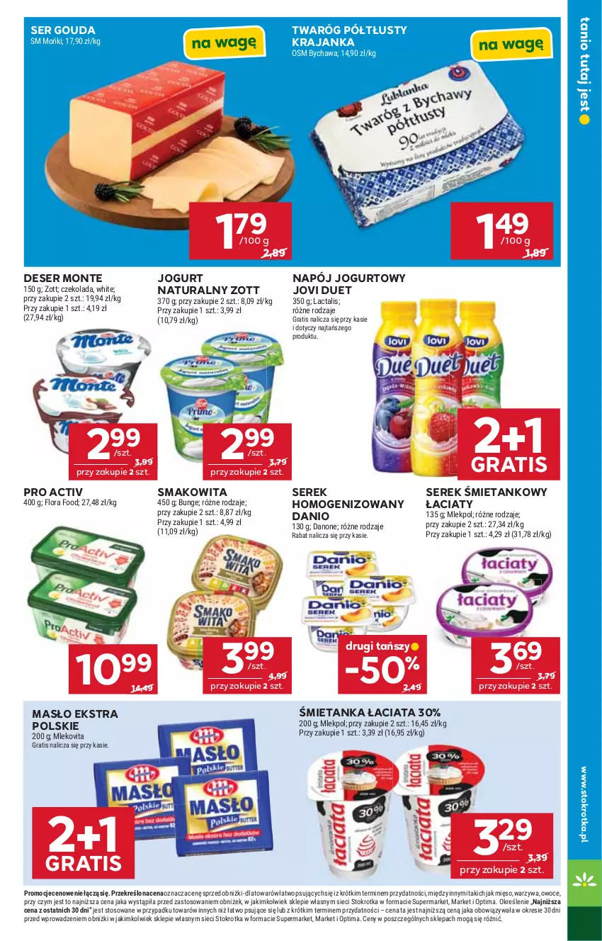 Gazetka promocyjna Stokrotka - Market - ważna 14.05 do 20.05.2026 - strona 13 - produkty: Czekolada, Danio, Danone, Deser, Flora, Gouda, Gra, Jogurt, Jogurt naturalny, Masło, Mięso, Mleko, Mlekovita, Monte, Napój, Napój jogurtowy, Optima, Owoce, Ser, Serek, Serek homogenizowany, Smakowita, Twaróg, Twaróg półtłusty, Warzywa, Zott